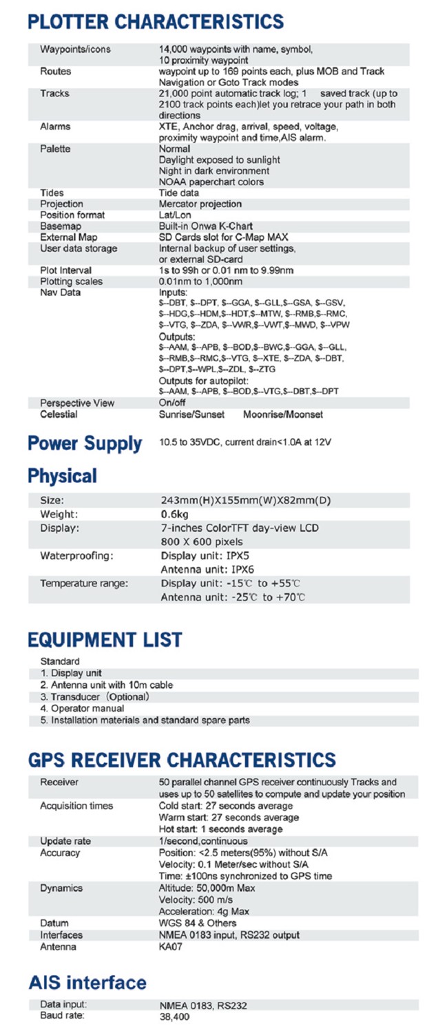 Kcombo-7 7 polegadas ONWA GPS  - Fish Finder Gps avaliação e preço